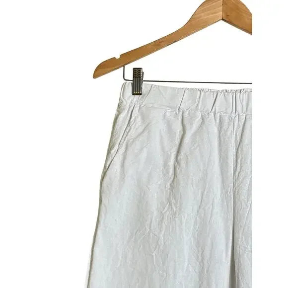 Women's High Waisted 100% Cotton Pull On Pants Elastic Waist Size S White - Picture 3 of 7